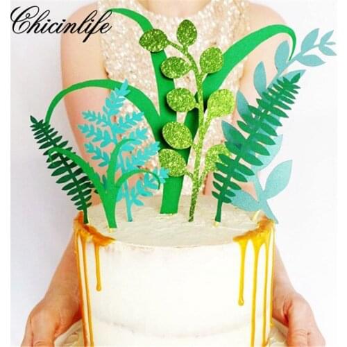 Chicinlife 1set Happy Birthday Wild One Leaf Leaves Cake Toppers Baby Shower Decorations Kids party supplies