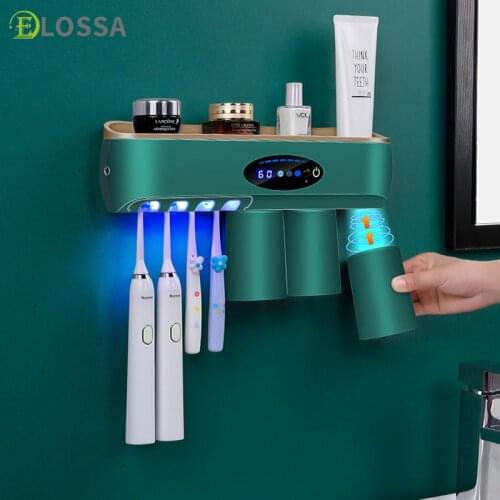 ELOSSA UV Toothbrush Holder Automatic Dispenser Storage Box Multi-Function Storage Holder Household Bathroom Accessories Set