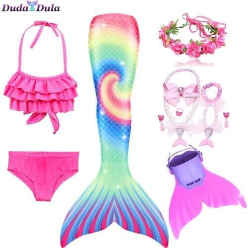Halloween Mermaid Tail Princess Dress Kids Holiday Mermaid Costume Swimmable Cosplay Swimsuit Birthday Children Beach Clothes