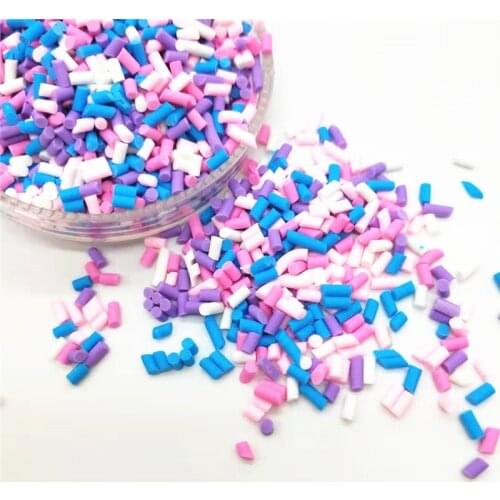 20g/lot Violet Long Cylindrical Polymer Clay Sprinkle Colorful for DIY Crafts Tiny Cute plastic klei Accessory 1.5mm thickness