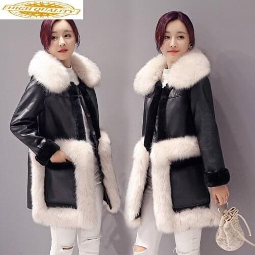 European 2020 Winter Faux Leather Jacket Women Fur Collar Black Coat Warm Jackets and Coats Casacas Para Mujer KJ526