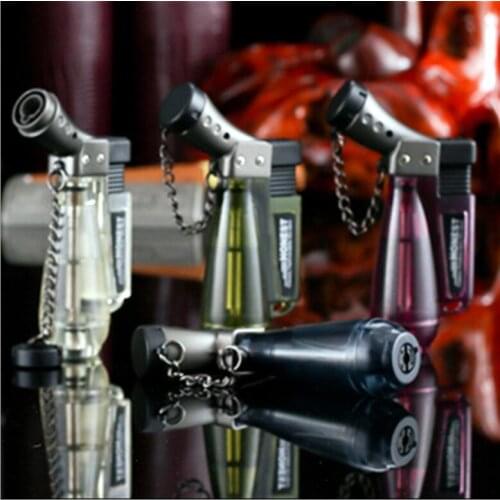 Honest Elbow Direct Punching Gas Lighter Pipe Special Transparent Small Welding Gun Incense Lighter Cigarette Set