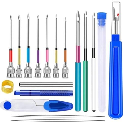 Imzay 18PCS Embroidery Punch Needles Supplies Embroidery Stitching Punch Needle Poking Cross Stitch Seam Ripper Scissors