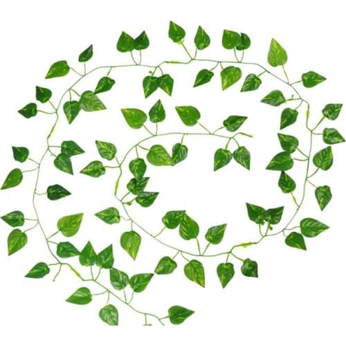 2M Long Artificial Plants Green Ivy Leaves Artificial Grape Vine Fake Parthenocissus Foliage Leaves Home Wedding Bar Decoration