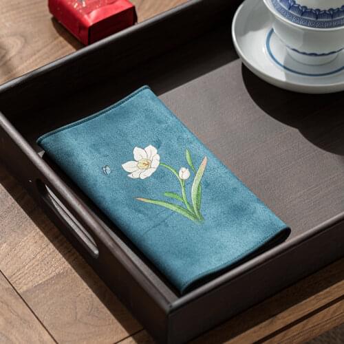 Chinese tea towel tea cloth table cloth water absorption tea table mat pot towel tea mat thickened tea tray table accessories