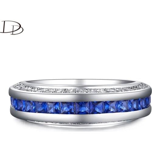 DODO Daily Wear Cool Women Ring Full Circle Royal Blue Square AAA Cubic Zircon Bague Femme Fashion Rings Drop Shipping R176