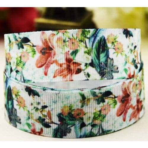 22mm 25mm 38mm 75mm Flowers Cartoon pattern printed Grosgrain Ribbon party decoration 10 Yards X-03987