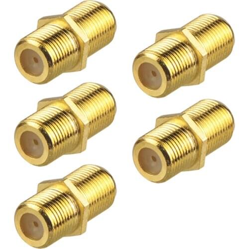 LBSC (5-Pack) Gold Plated F-Type Coaxial RG6 Connector,Cable Extension Adapter