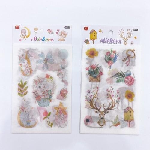 Literary and art small fresh hand account sticker cute cartoon material hand account diary character decoration set creative