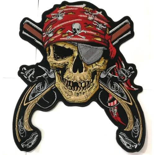 Live to ride Pirate Patches Badges for Clothing Jacket Vest Biker Stickers motorcycle jeans bikers double guns motor labels