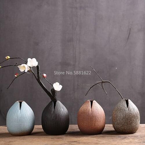 Stoneware zen small vase creative hand-made desktop decoration ceramic flower vase home retro vase Japanese-style vases