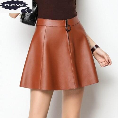 Sexy Mini Women High Waist Zipper Real Sheepskin Short Skirts A Line Fashion Office Ladies Slim Fit Genuine Leather Skirt