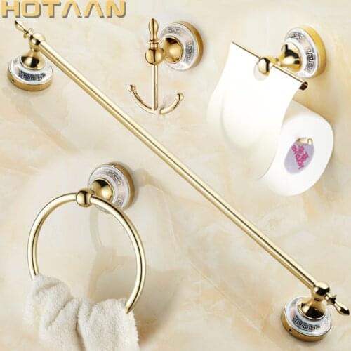 New Free shipping,stainless steel Bathroom Accessories Set,Robe hook,Paper Holder,Towel Bar,Gold bathroom sets, HT-811800-A
