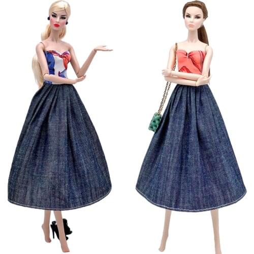 NK 1x Doll Dress Clothes Fashion Black flower Slit Skirt For Barbie Doll Accessories Child Toys Girls' Gift 275B 3X