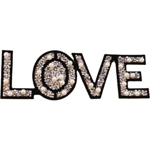 Heart Embroidered LOVE Patches for Clothing Color Perfume Bottle Badge Iron on Applique Rhinestone Sequins Patch Diy Accessories