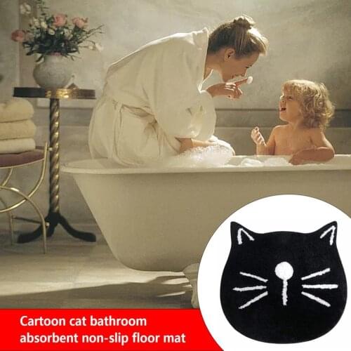 1PC Nordic Cartoon Cat Bathroom Non-Slip Floor Practical Mats Microfiber Absorbent Bathroom Durable Mats Home Decoration