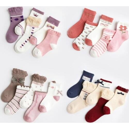 Big girls socks Spring fall cotton knitt kids sports socks sweet bowknot design princess girls tube socks children skarpety