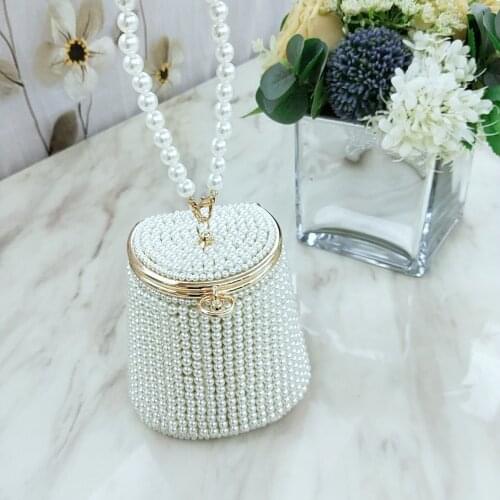 New Pearl Dinner Bag Mini celebrity portable evening bag DIY pearl bag Bucket Bag Womens Bags