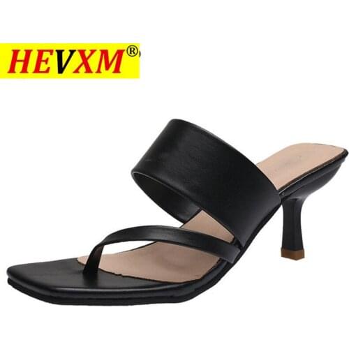 2021 Summer New Clip-toe High-heeled Slippers Women Wear Fashion Square-toed Fine-heeled Sandals and Slippers