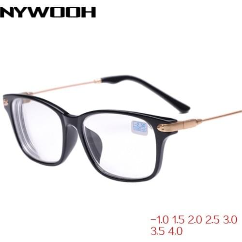 NYWOOH Finished Myopia Glasses Women Men Metal Frame Nearsighted Eyewear with Degree -1 -1.5 -2 -2.5 -3 -3.5 -4