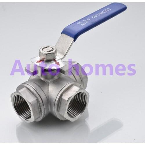 Stainless steel switch ball valve 1/2''1/4"3/8''3/4'' inch BSP female SS304 L type T flow 3 way water ball valve