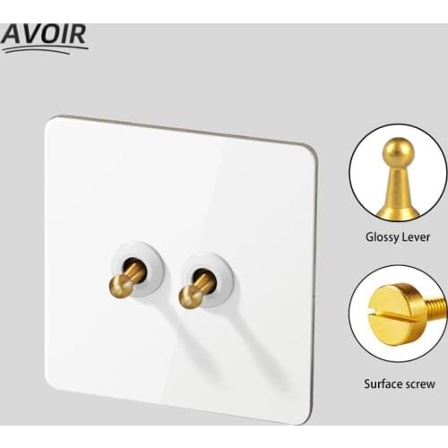 Avoir Toggle Light Switch Usb Wall Electrical Socket Stainless Steel Panel White 1 2 3 4 Gang 2 Way Vintage Switches Dimmer 220V