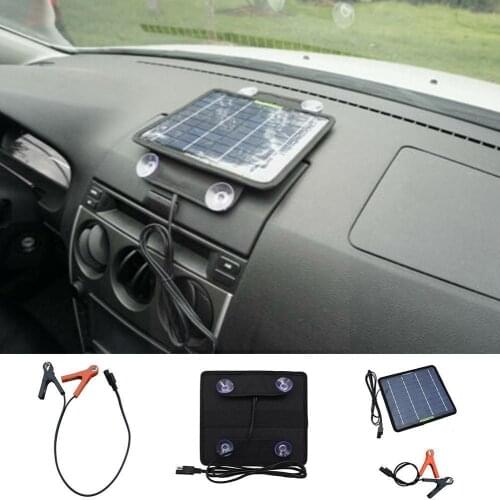 Portable 12V Solar Panel Double USB Power Bank Board Board Car Clips Cell charger Battery Charging External Solar H1E0