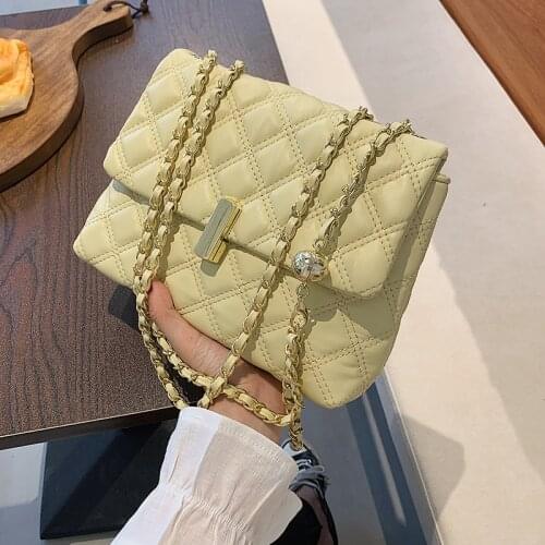 Simple Small Bag Flap Crossbody Bags Womens Solid Color Diamond Messenger Bag Popular Handbag Chain Mobile Phone Shoulder Bags