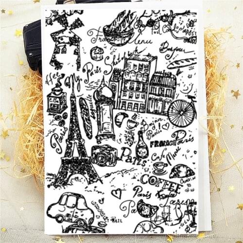 20Pcs 11*16CM Paris Travel Text Transparent Clear Stamp Silicone Stamp/Seal DIY Scrapbooking/Photo Album Stamp Sheets Bulk Deals