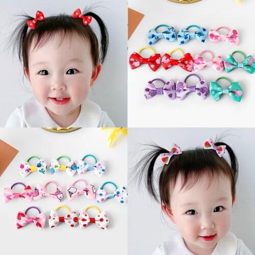 10Pcs/Lot Cute Bowknot Baby Girls Hair Rope Elastic Bow Infant Toddler Rubber Bands Princess Hair Ties Kids Hair Ring