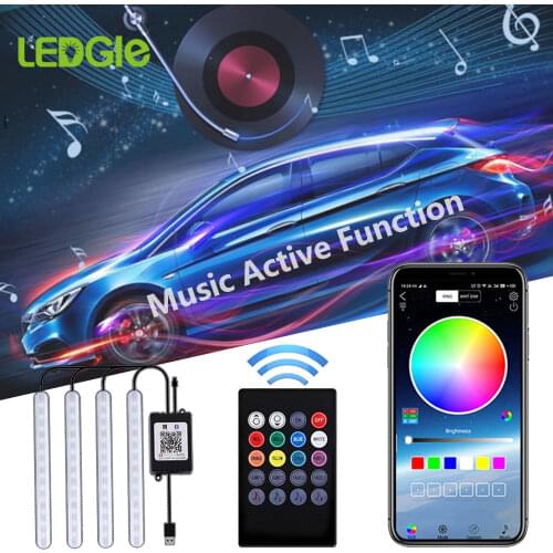 12V RGB Car LED Strip Light Music Voice Sound Control Car Interior Decorative Atmosphere Lamp Phone APP RF Remote Controller LED