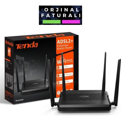 Tenda D305 300Mbps 4x5DBi Anten ADSL2 + Modem Router Usb