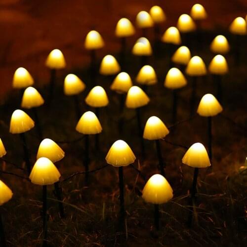 Thrisdar 10/20/30 LED Outdoor Solar String Light Mushroom Garland Light Outdoor Solar Fairy Light Garden Solar Christmas Light