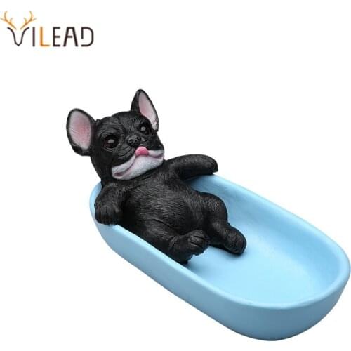 VILEAD Cute French Bulldog Storage Animal Figurine Home Decoration Accessories Porch Living Room Interial Decor New Year