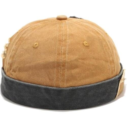 LDSLYJR Vintage Docker Cap Brimless Hat Breathable Beanie Hats Cotton Adjustable patchwork Landlord Sailor Cap Men and Women 02