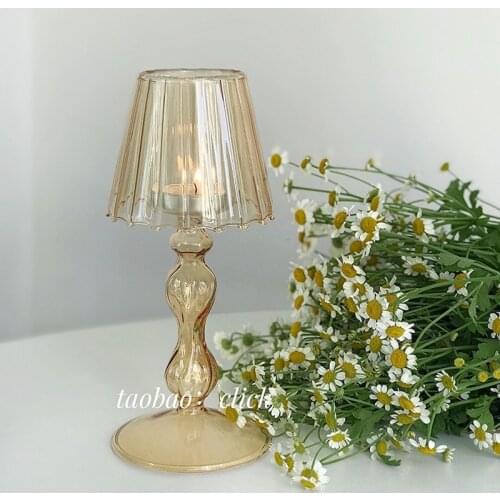Vintage glass candlestick windproof house decoration candlestick nordic creative portavelas decoracion desktop decoration BS50CS