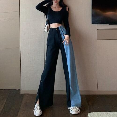 Y2K Streetwear Hip Hop Vintage High Waist Boyfriend Jeans For Trousers Women Denim Wide-legged pants Bottoms