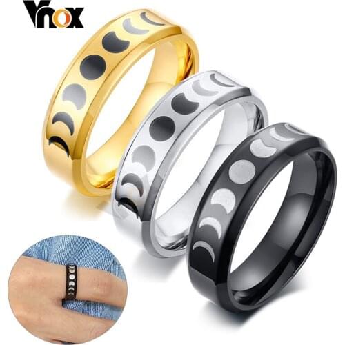 Vnox Ancient Greece Triple Goddess Rings for Women Men Simple 6 MM Stainless Steel Finger Unisex Jewelry
