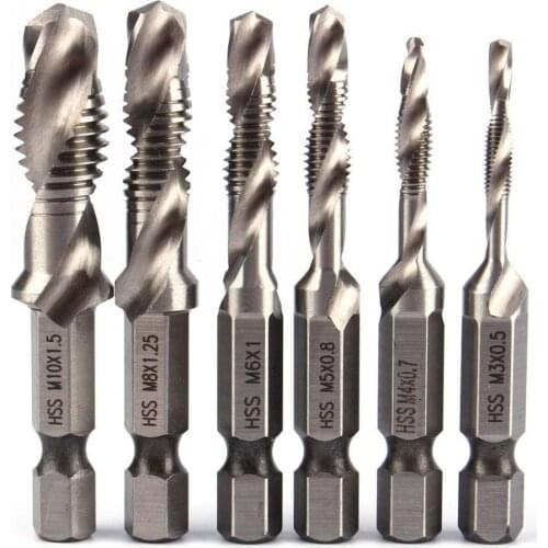 1/4 Inch Hex Shank HSS Metric Hand Screw Thread Tap Taper Drill Bit Tool M3-M10