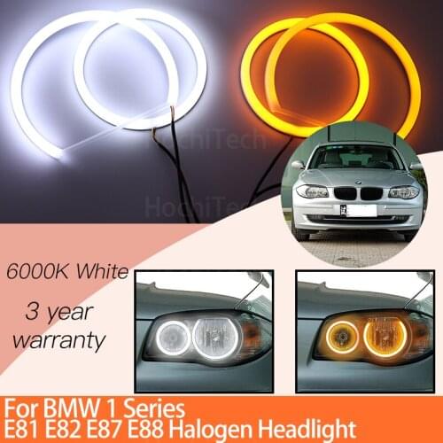 1 Set White+yellow Cotton Light Angel Eyes Halo Ring Kits for BMW 1 Series E81 E82 E87 E88 Halogen Headlight