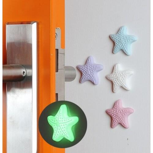 1Pcs New Lovely Protective Cute Starfish Luminous Silicone Door Handle Crash Pad Rubber Children Kids Anti Collision Stop Stick