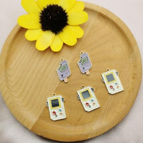 10pcs Handheld Game Player Enamel Charms Pendant For DIY Jewelry Making Metal Game Machine Pendant Earring Bracelet Finding