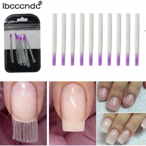 10 pcs/pack Fiberglass Nail Extension Form Acrylic Tips Fibernails Silk Nail Fiber Glass Extension Manicure Tool for Nail Salon