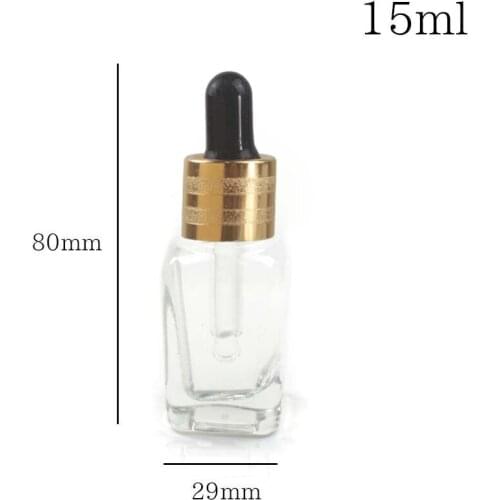 15ml Clear Square Oil Bottle With Glod cap
