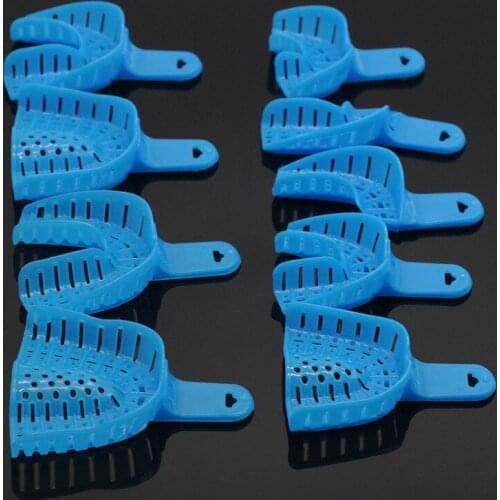 5/Sets Dentist Lab Impression Trays Blue Plastic Denture Instrument Teeth Holder Trays High Quality Supply For Dental Oral Tools