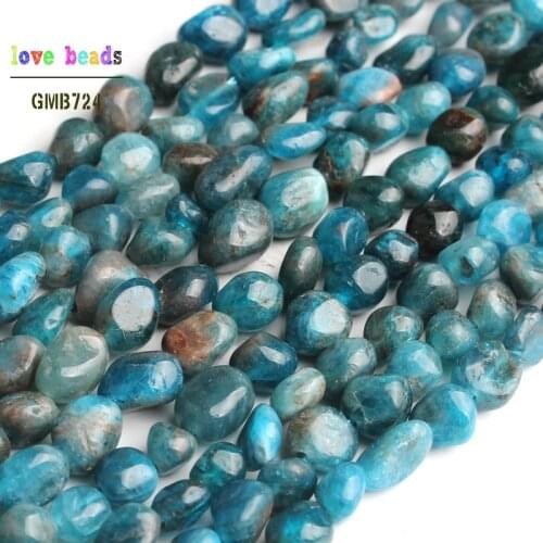 6-8mm Natural Irregular Blue Apatite Stone Beads for Jewelry Making DIY Bracelet 15'Strand Loose Spacer Beads