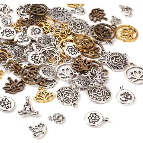 95pcs/box Open Back Bezel Pendants Hollow Lotus Flower Charms Crafts for Resin Earrings Necklace Bracelets