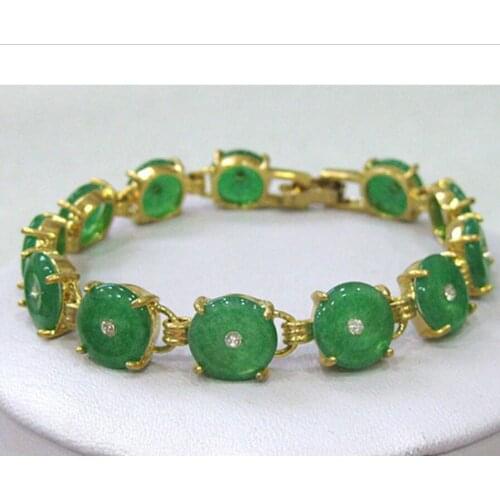 Fashion jewelry 2 choices wholesale chinese /silver plated inlay green AAA 7.5" Bracelet fashion jewelry