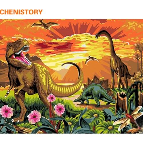 CHENISTORY Frameless Jurassic Park DIY Painting By Numbers Modern Wall Art Canvas Painting Home Wall Art Decor 40x50cm Artwork