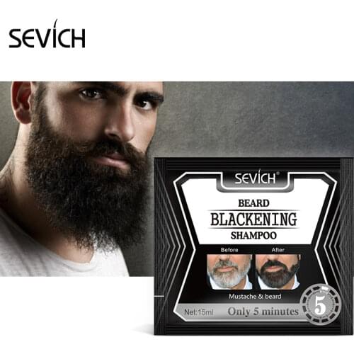 10 pcs Instant Blackening Beard Shampoo For Men Beard Dying Removal White Grey Beard Hair Herb Repair Fast Blacken Care